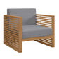 Modway Carlsbad 6-Piece Teak Wood Outdoor Patio Set FredCo