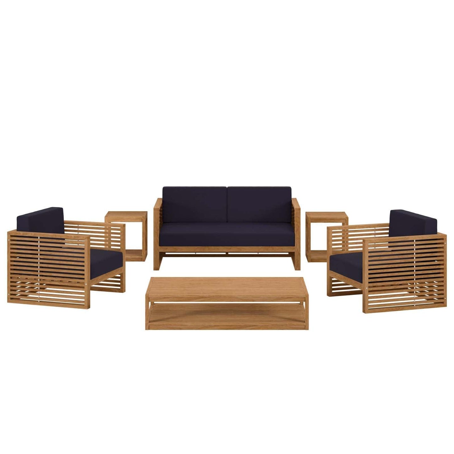 Modway Carlsbad 6-Piece Teak Wood Outdoor Patio Set FredCo