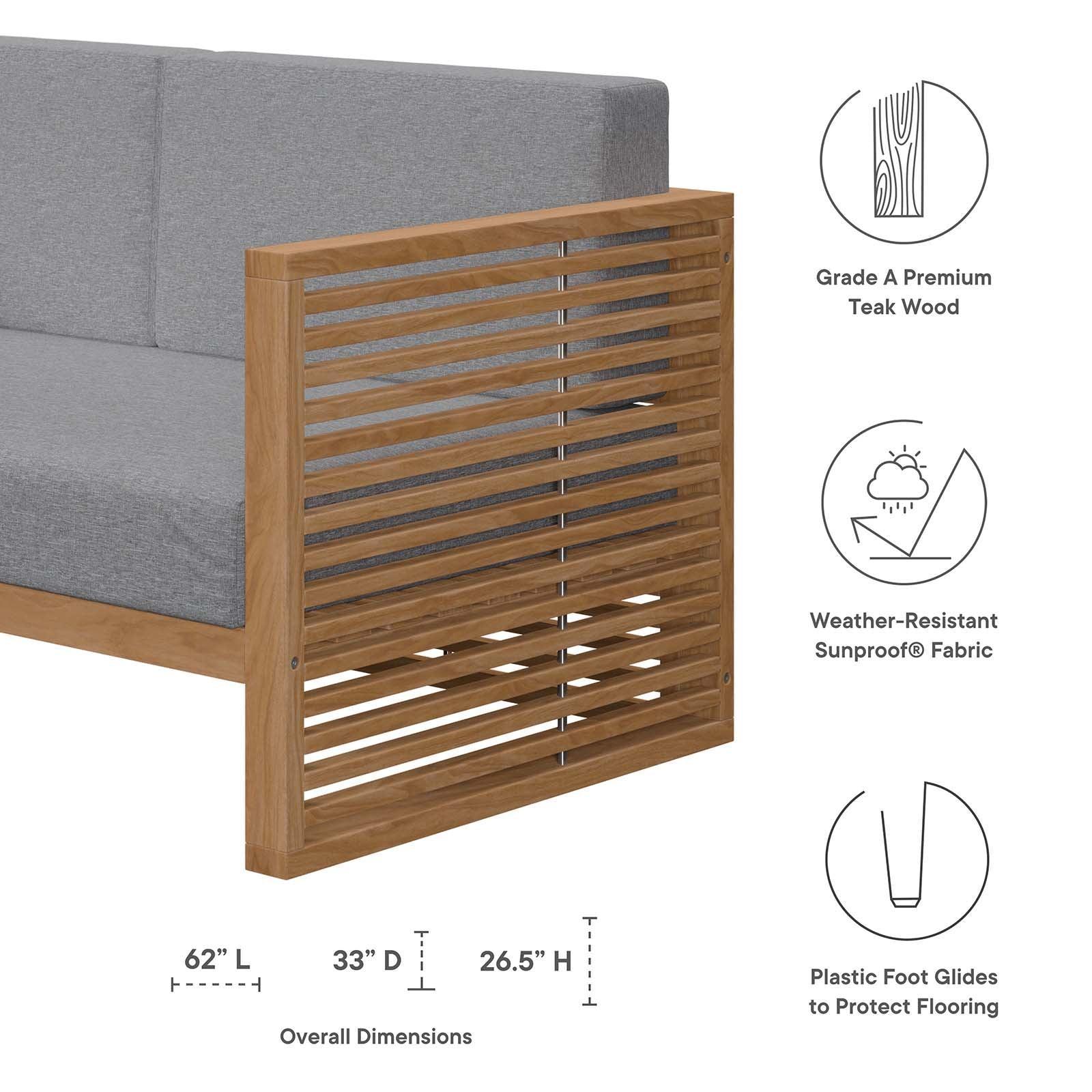 Modway Carlsbad 6-Piece Teak Wood Outdoor Patio Set FredCo