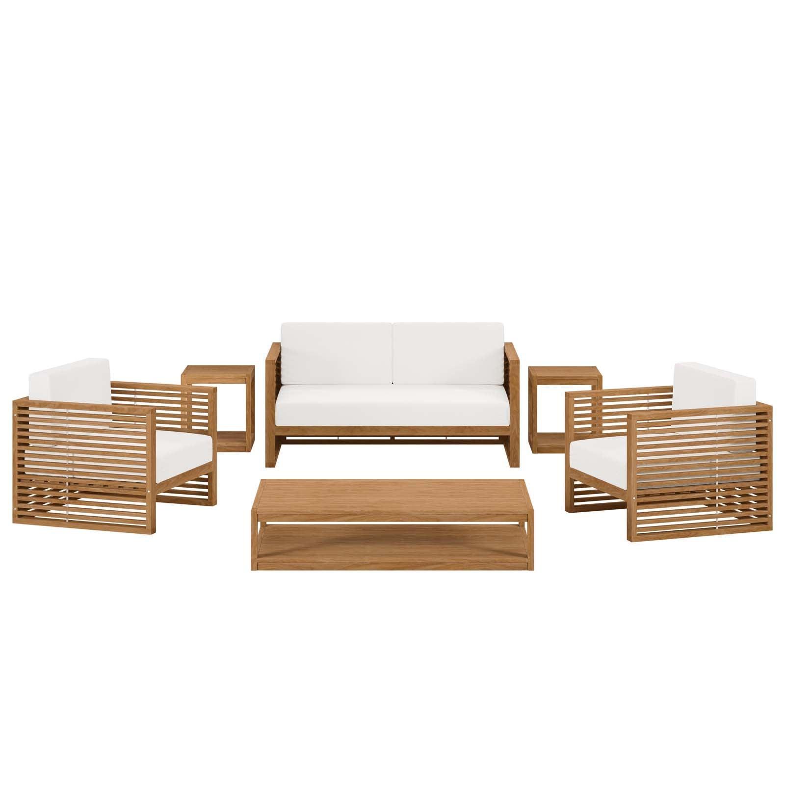 Modway Carlsbad 6-Piece Teak Wood Outdoor Patio Set FredCo