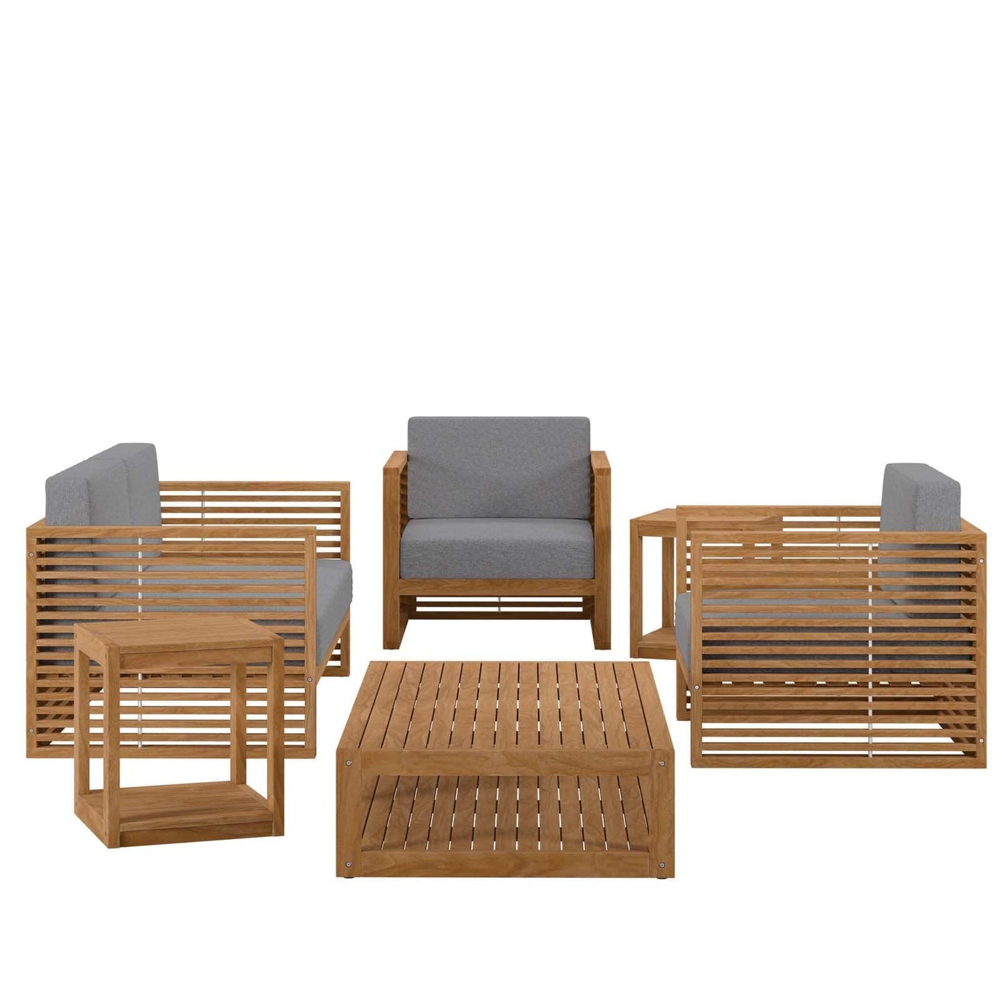 Modway Carlsbad 6-Piece Teak Wood Outdoor Patio Set FredCo