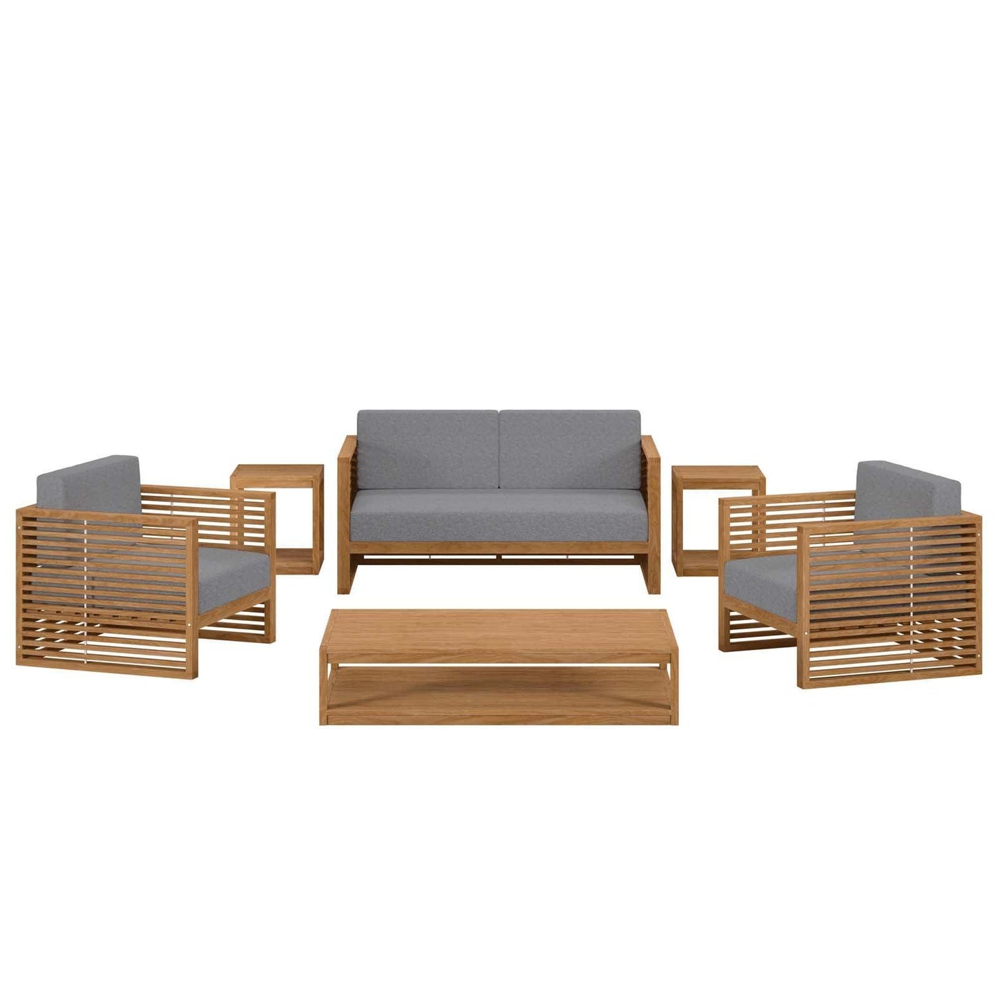 Modway Carlsbad 6-Piece Teak Wood Outdoor Patio Set FredCo