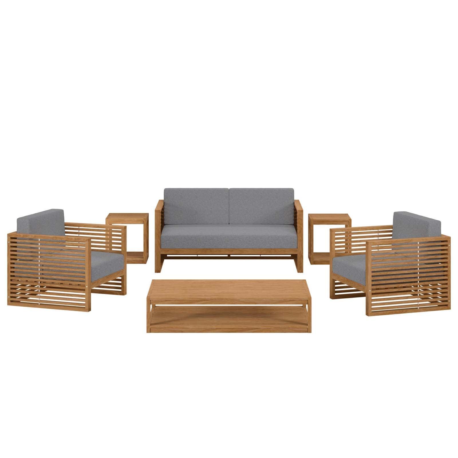 Modway Carlsbad 6-Piece Teak Wood Outdoor Patio Set FredCo