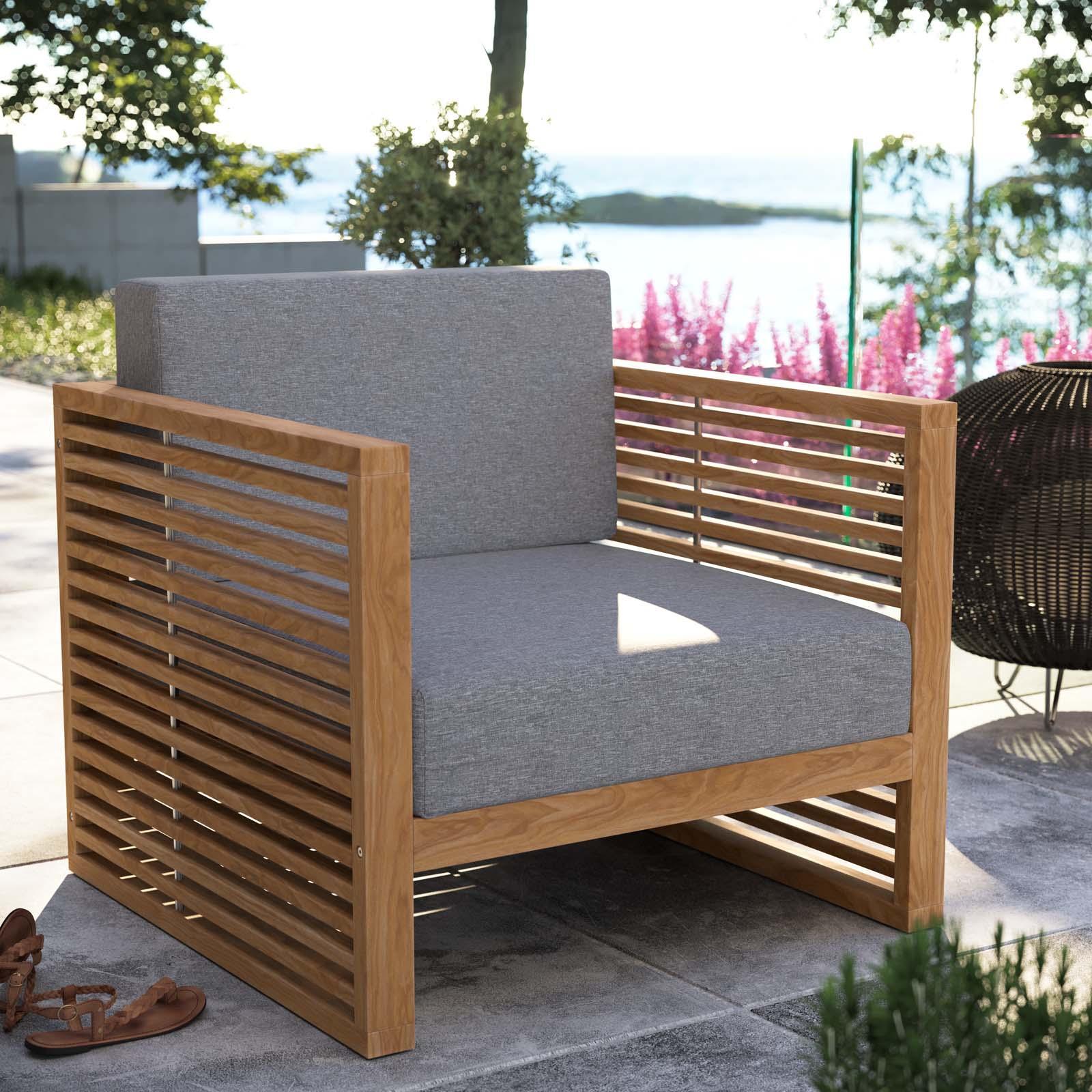 Modway Carlsbad Teak Wood Outdoor Patio Armchair FredCo