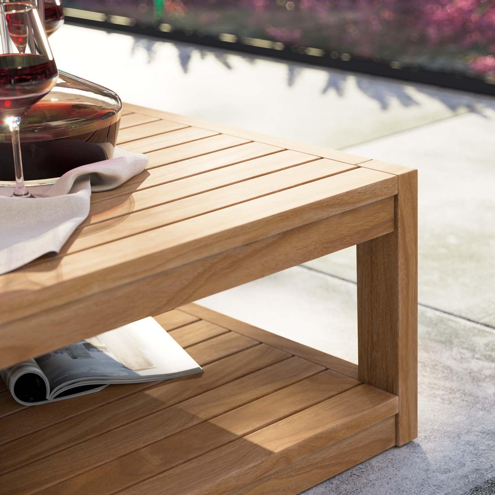 Modway Carlsbad Teak Wood Outdoor Patio Coffee Table FredCo
