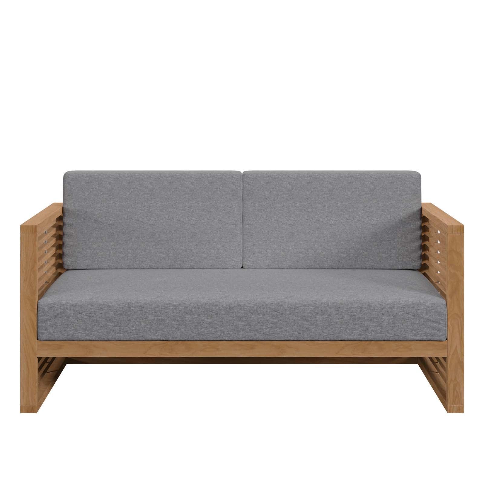 Modway Carlsbad Teak Wood Outdoor Patio Loveseat FredCo