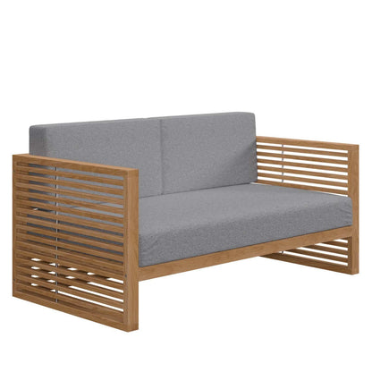 Modway Carlsbad Teak Wood Outdoor Patio Loveseat FredCo