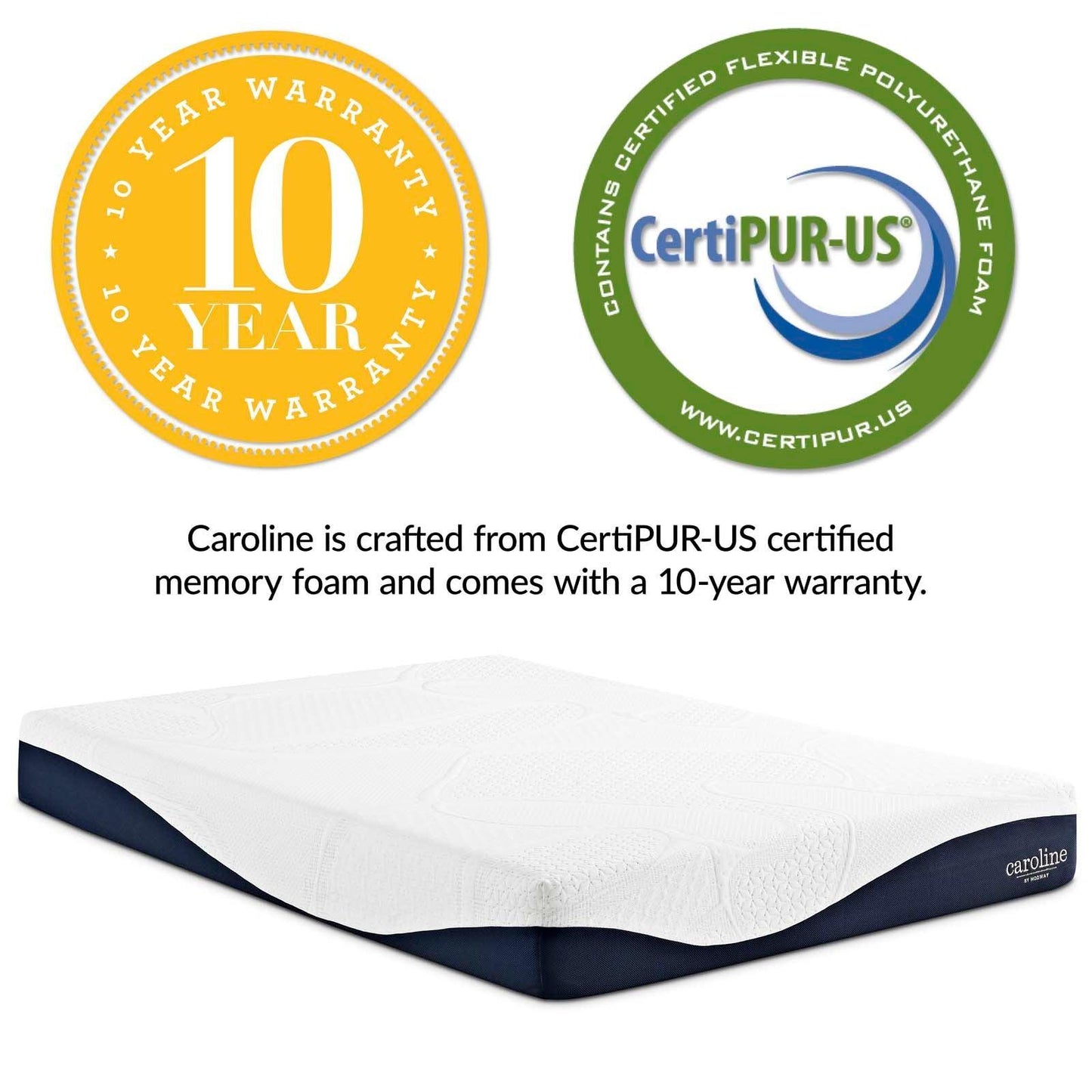 Modway Caroline 10" Full Memory Foam Mattress FredCo