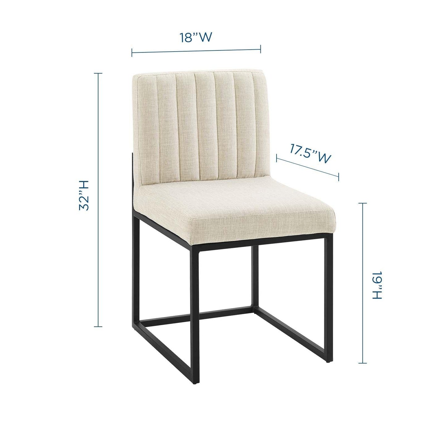 Modway Carriage Channel Tufted Sled Base Upholstered Fabric Dining Chair FredCo