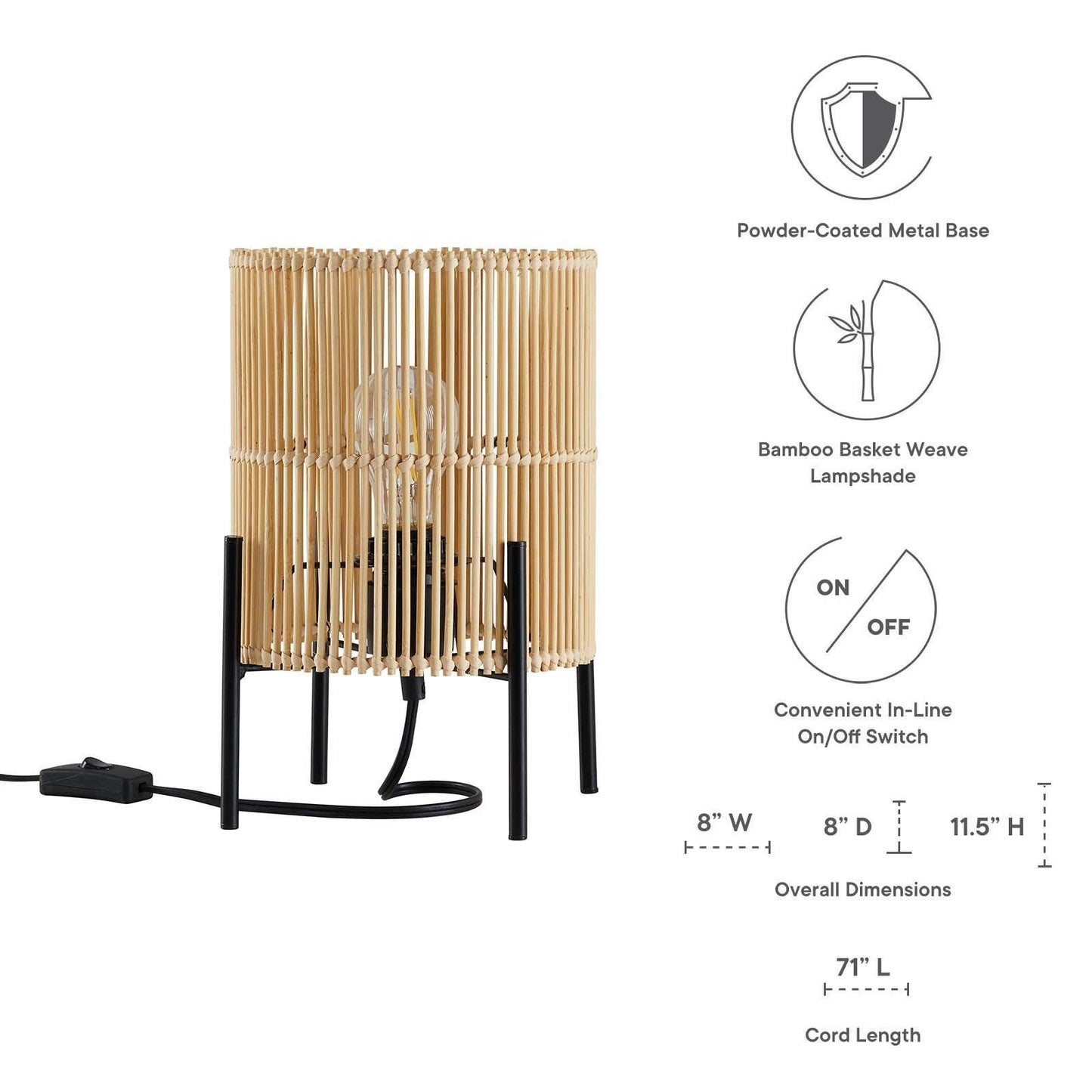 Modway Casen Bamboo Table Lamp FredCo