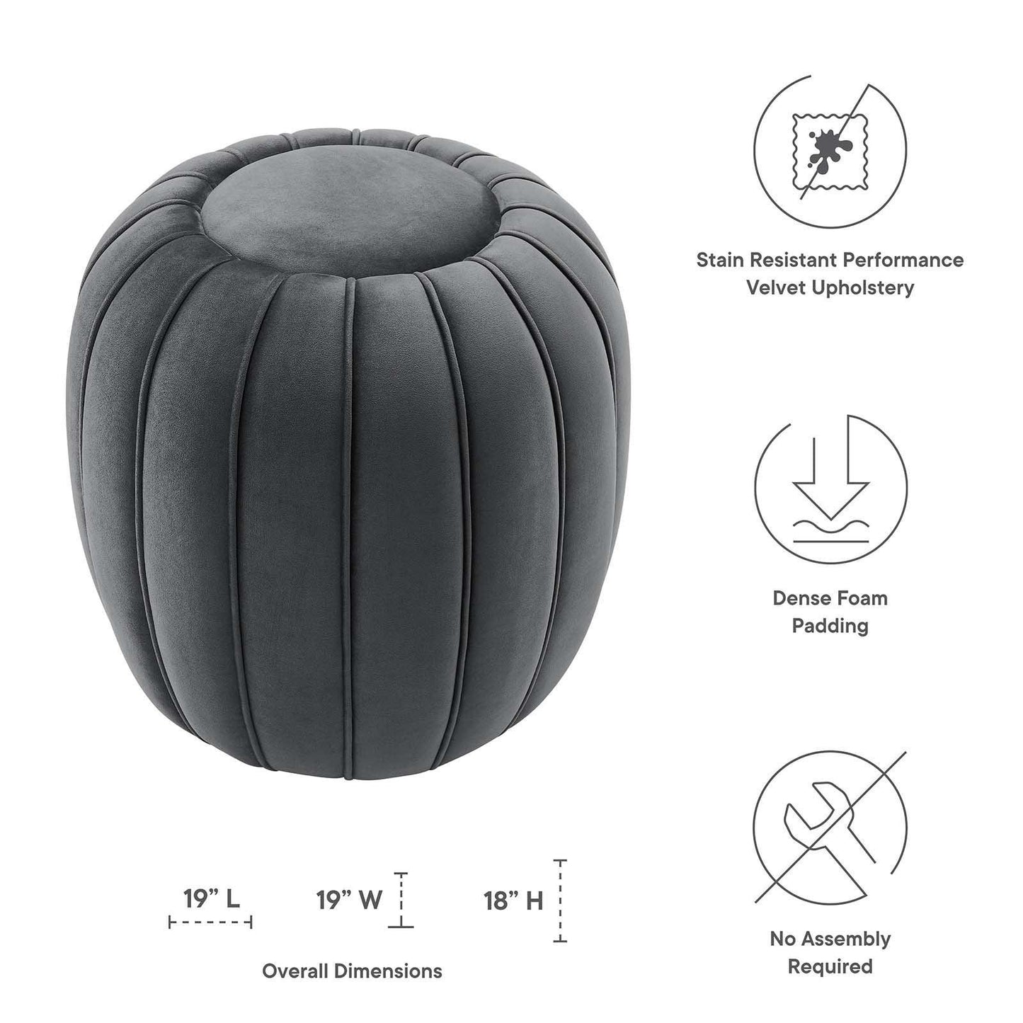 Modway Celebrate Channel Tufted Performance Velvet Ottoman FredCo