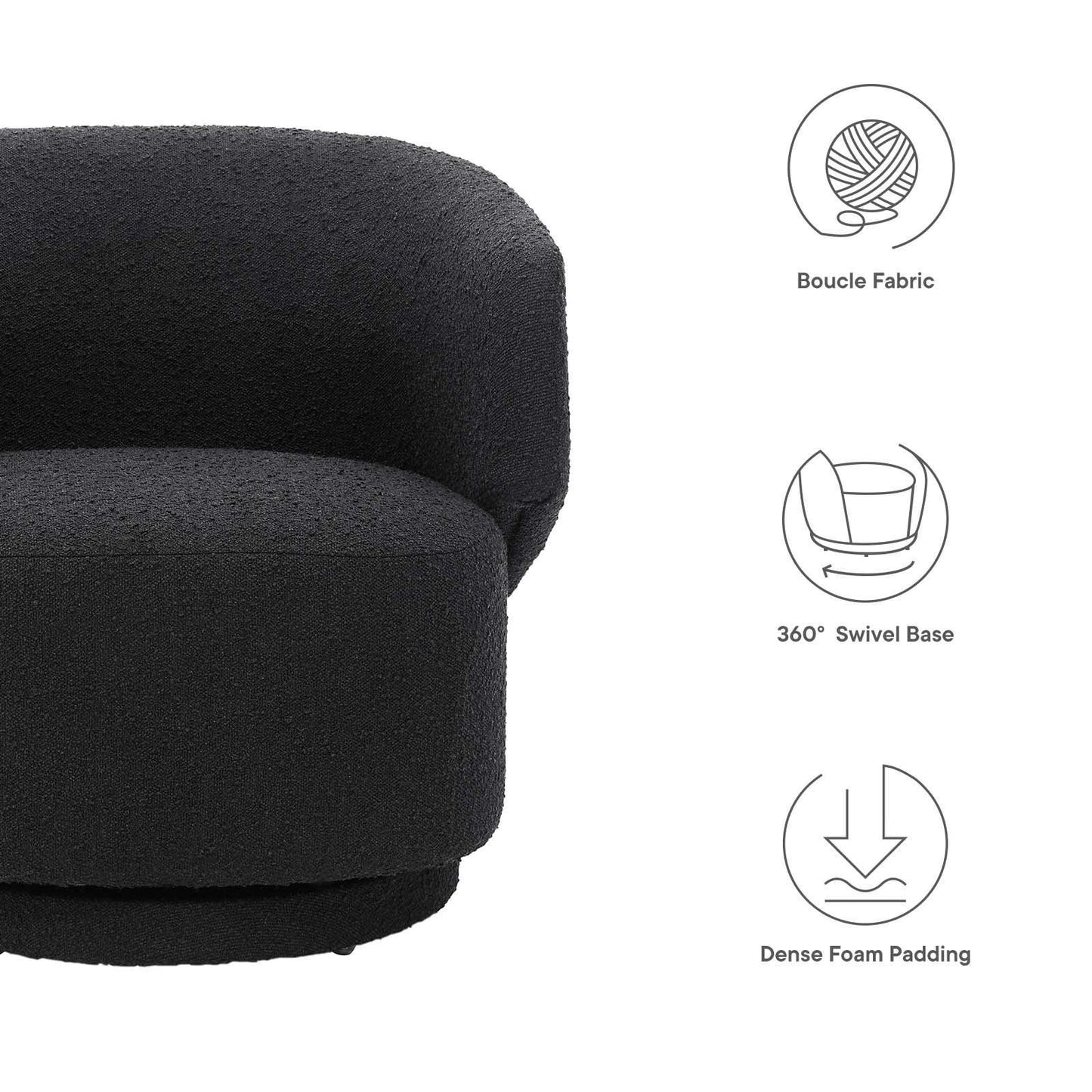 Modway Celestia Boucle Fabric Swivel Chair FredCo
