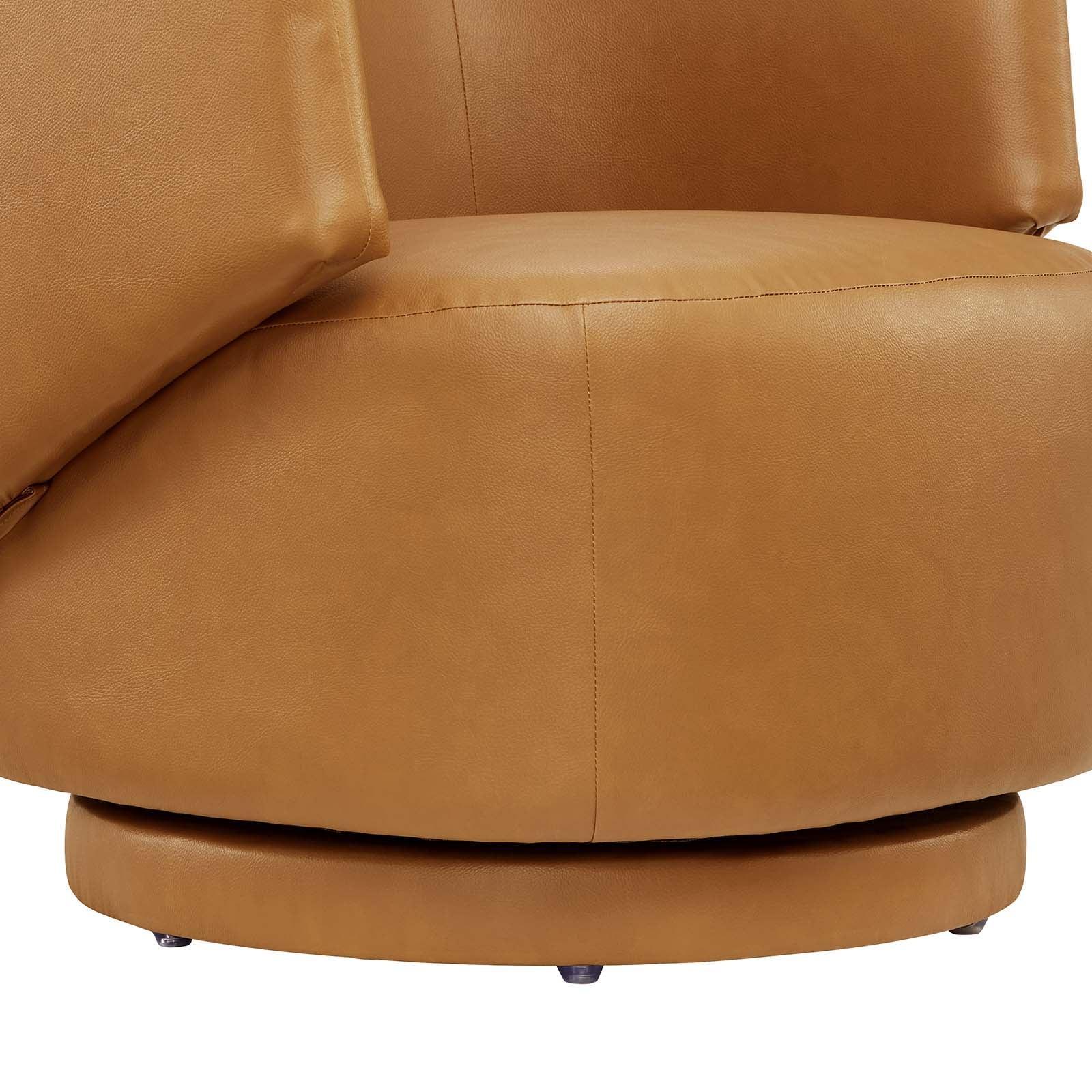 Modway Celestia Vegan Leather Fabric and Wood Swivel Chair FredCo