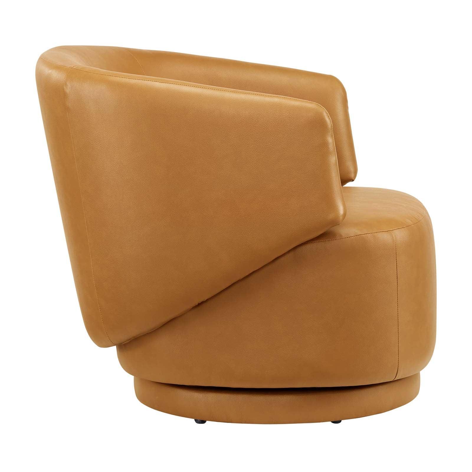 Modway Celestia Vegan Leather Fabric and Wood Swivel Chair FredCo