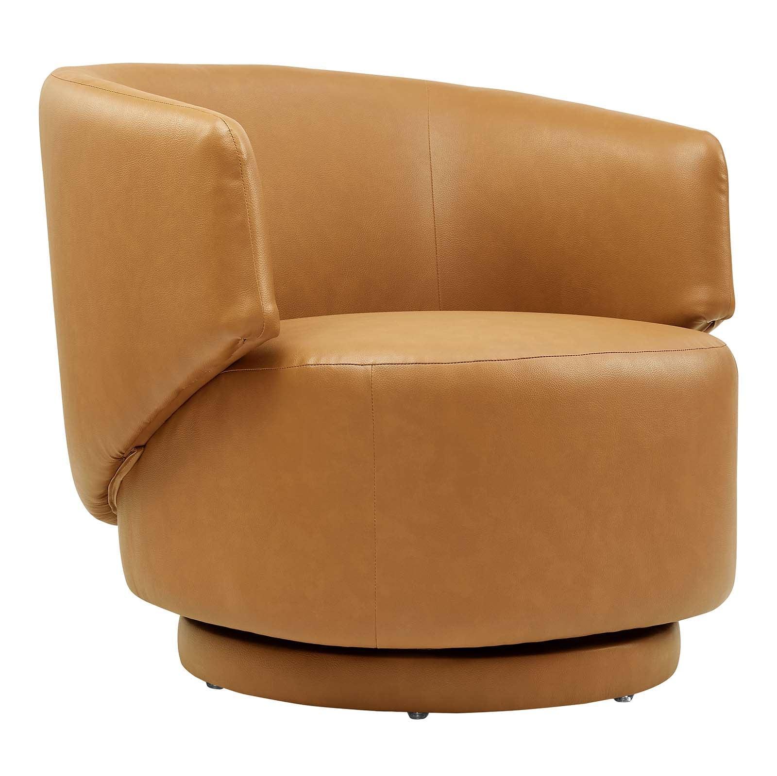 Modway Celestia Vegan Leather Fabric and Wood Swivel Chair FredCo