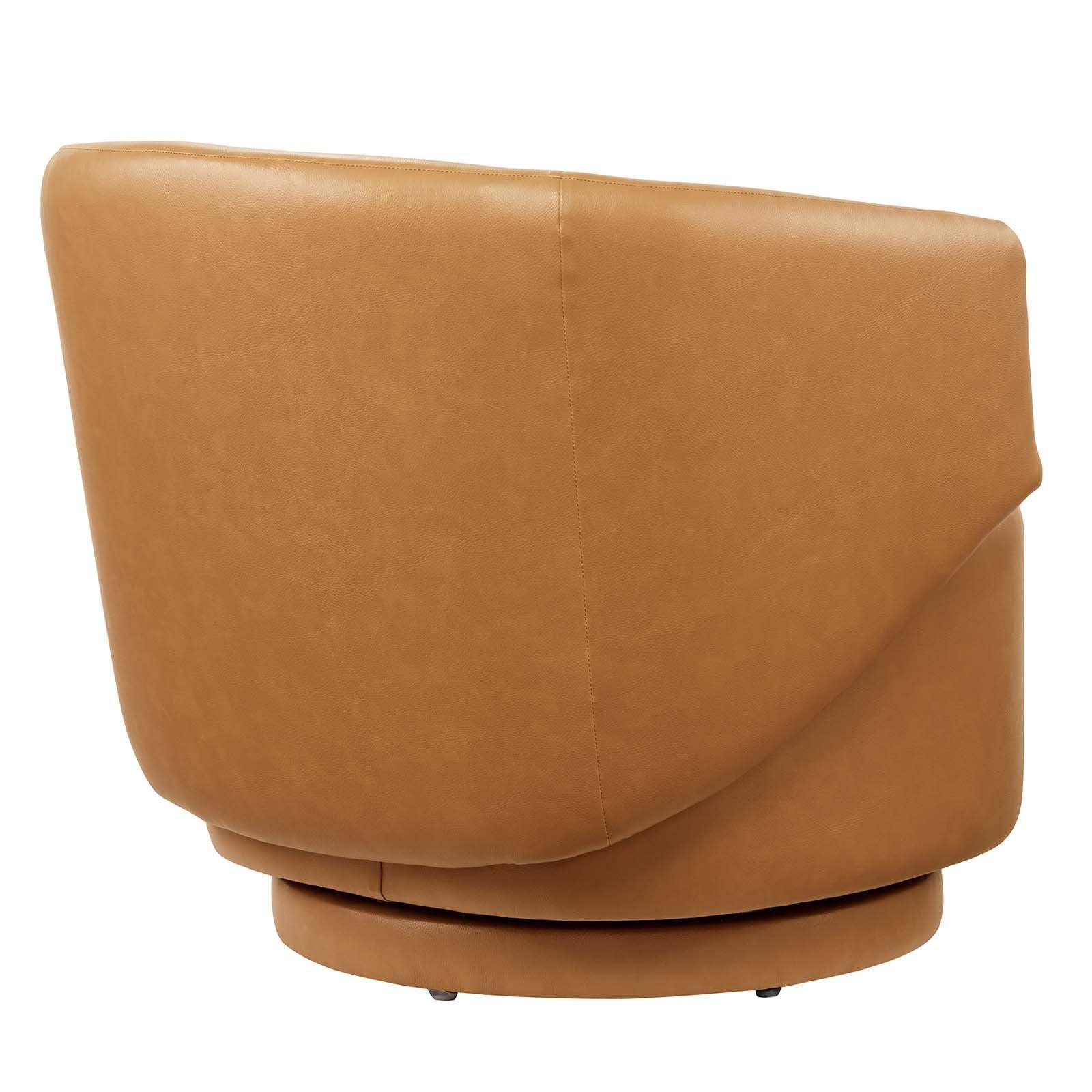 Modway Celestia Vegan Leather Fabric and Wood Swivel Chair FredCo