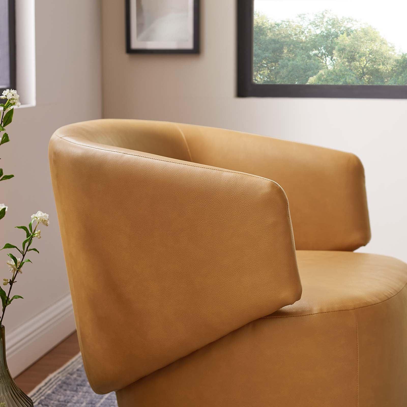 Modway Celestia Vegan Leather Fabric and Wood Swivel Chair FredCo