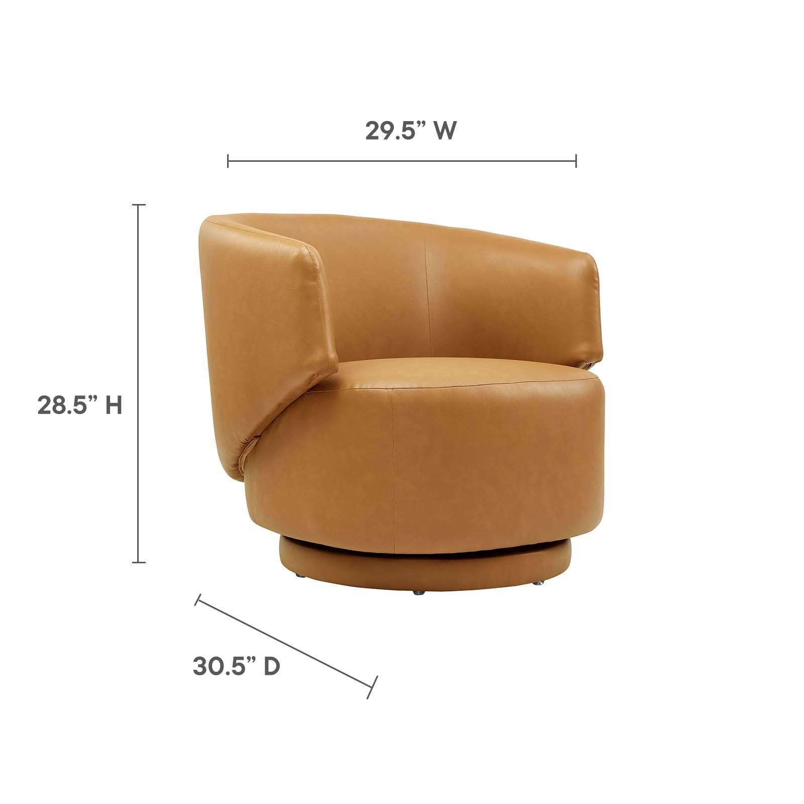 Modway Celestia Vegan Leather Fabric and Wood Swivel Chair FredCo