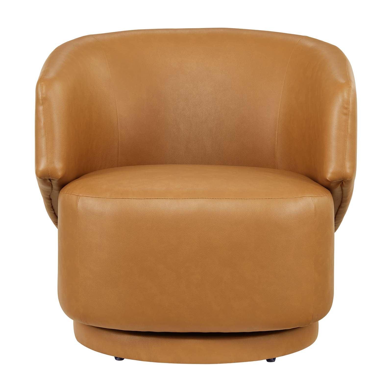 Modway Celestia Vegan Leather Fabric and Wood Swivel Chair FredCo