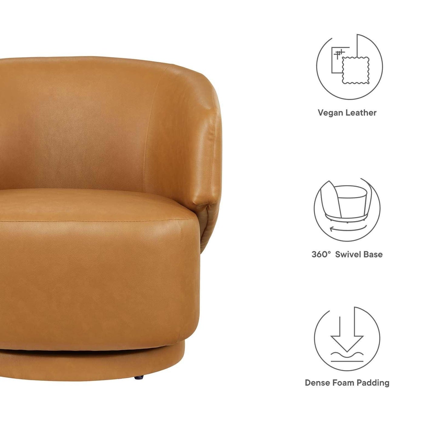 Modway Celestia Vegan Leather Fabric and Wood Swivel Chair FredCo