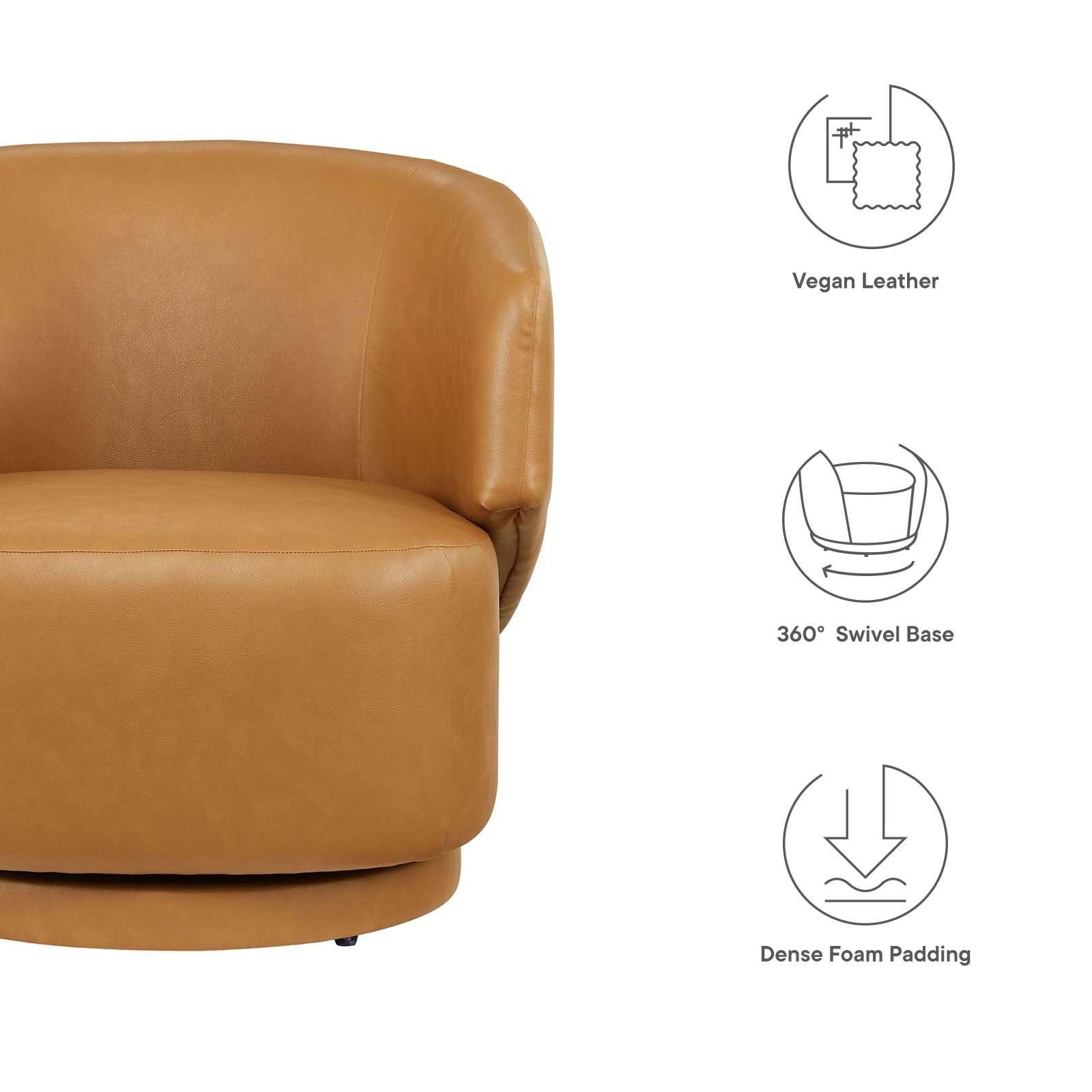 Modway Celestia Vegan Leather Fabric and Wood Swivel Chair FredCo