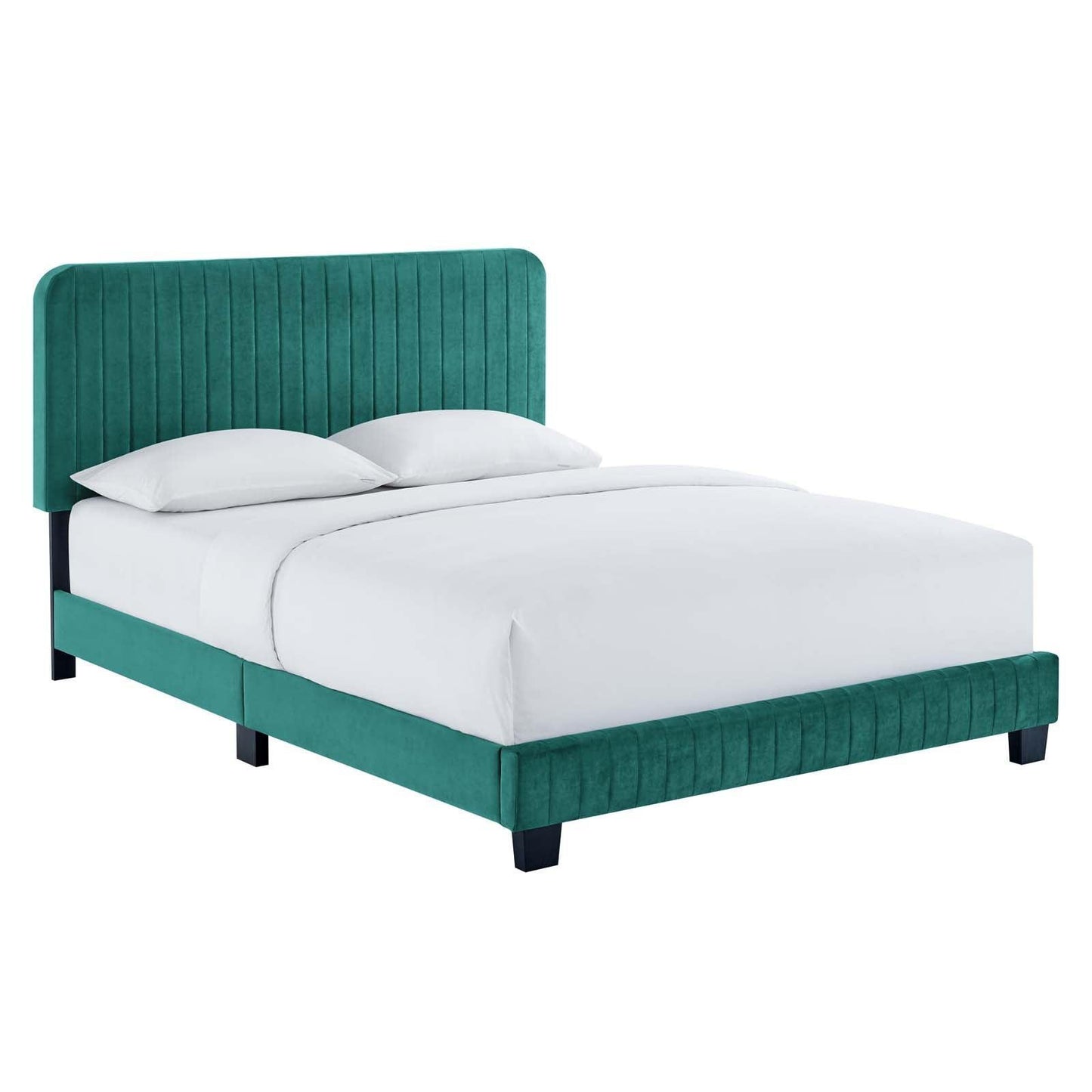 Modway Celine Channel Tufted Performance Velvet Queen Platform Bed FredCo