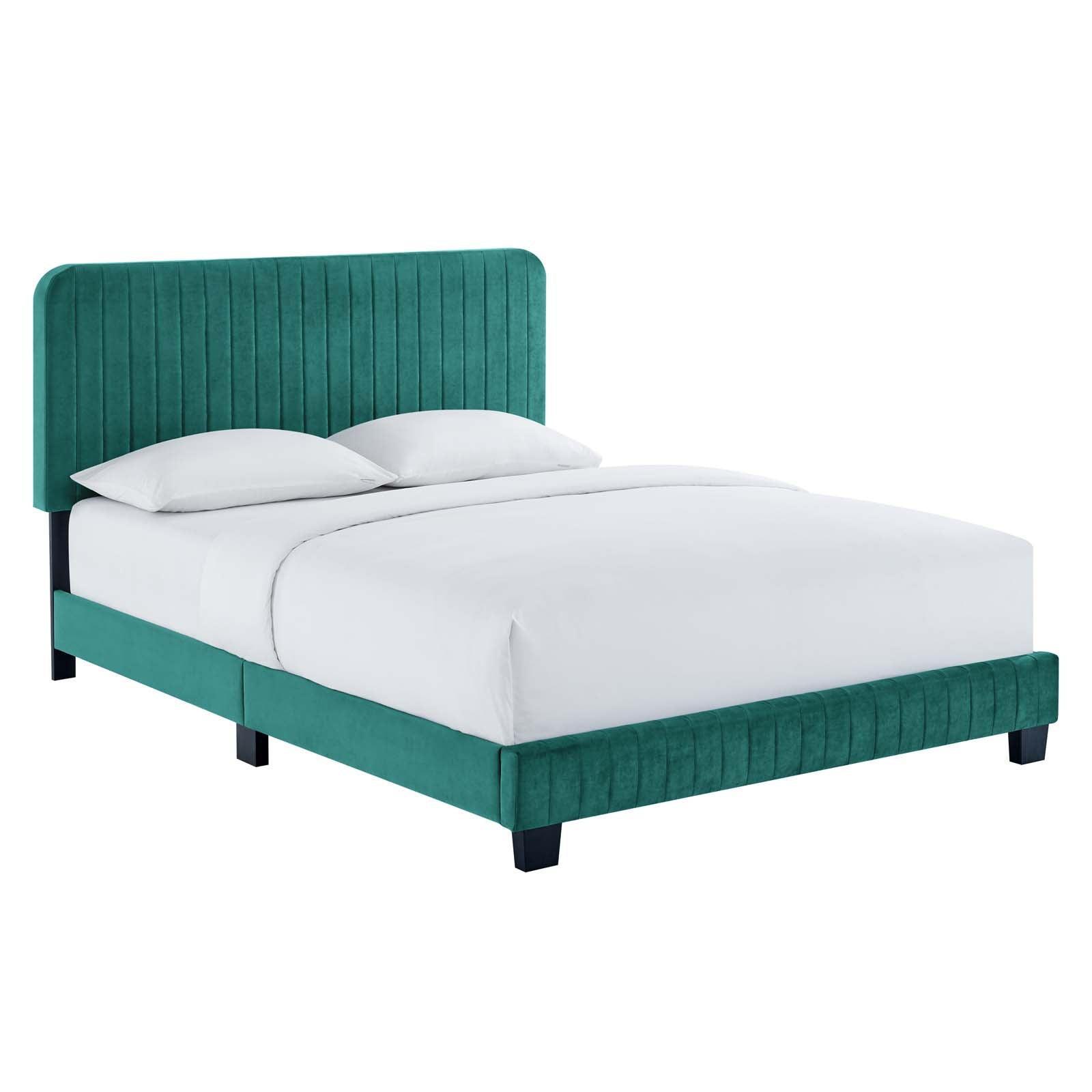 Modway Celine Channel Tufted Performance Velvet Queen Platform Bed FredCo