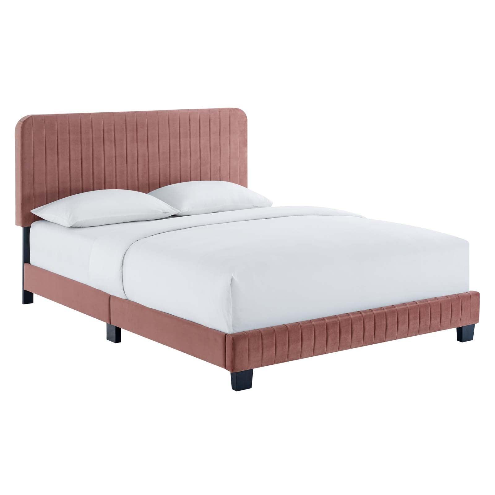 Modway Celine Channel Tufted Performance Velvet Queen Platform Bed FredCo
