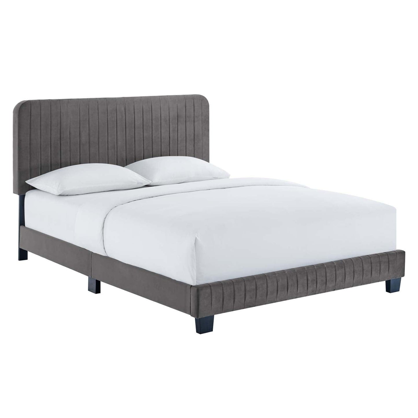 Modway Celine Channel Tufted Performance Velvet Queen Platform Bed FredCo