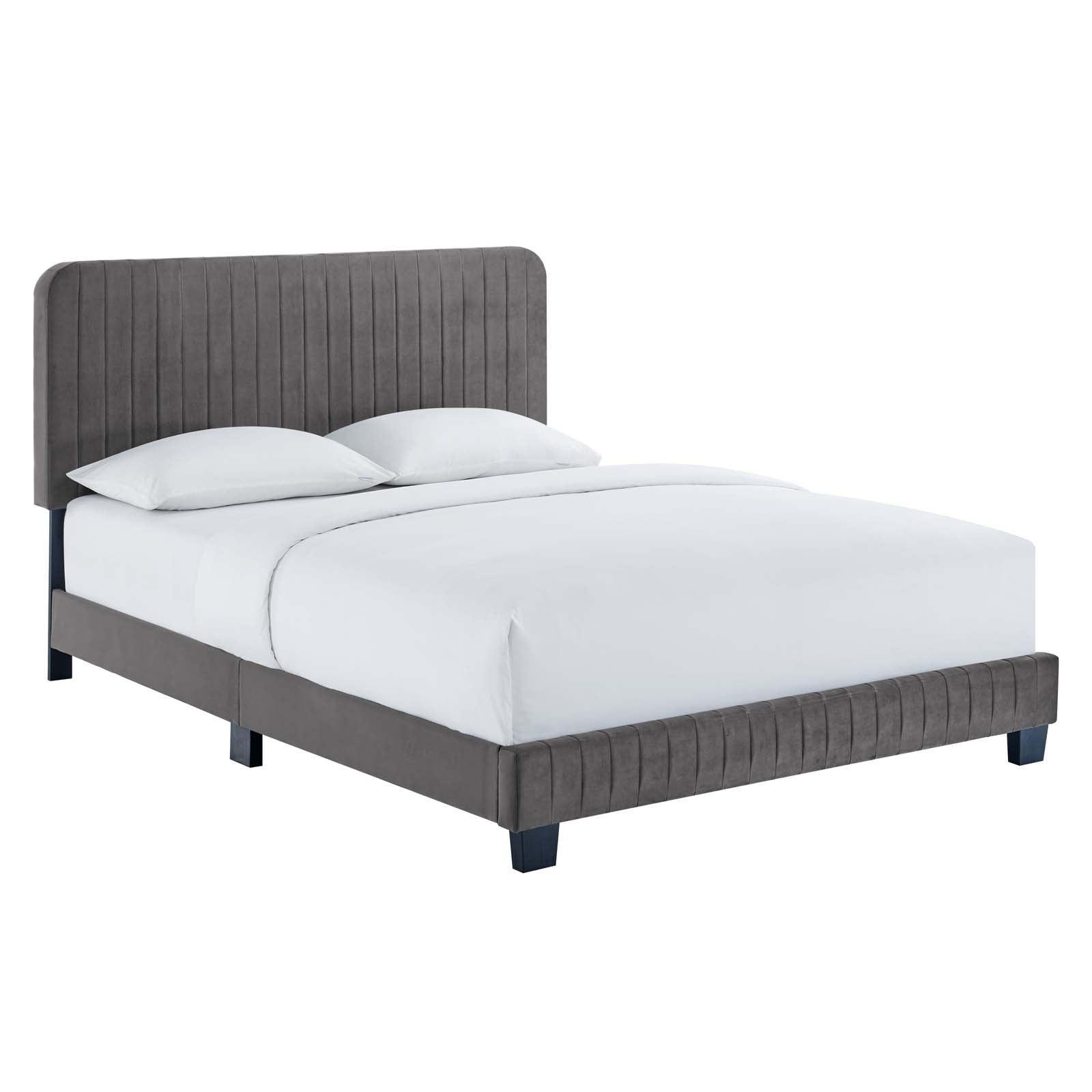 Modway Celine Channel Tufted Performance Velvet Queen Platform Bed FredCo