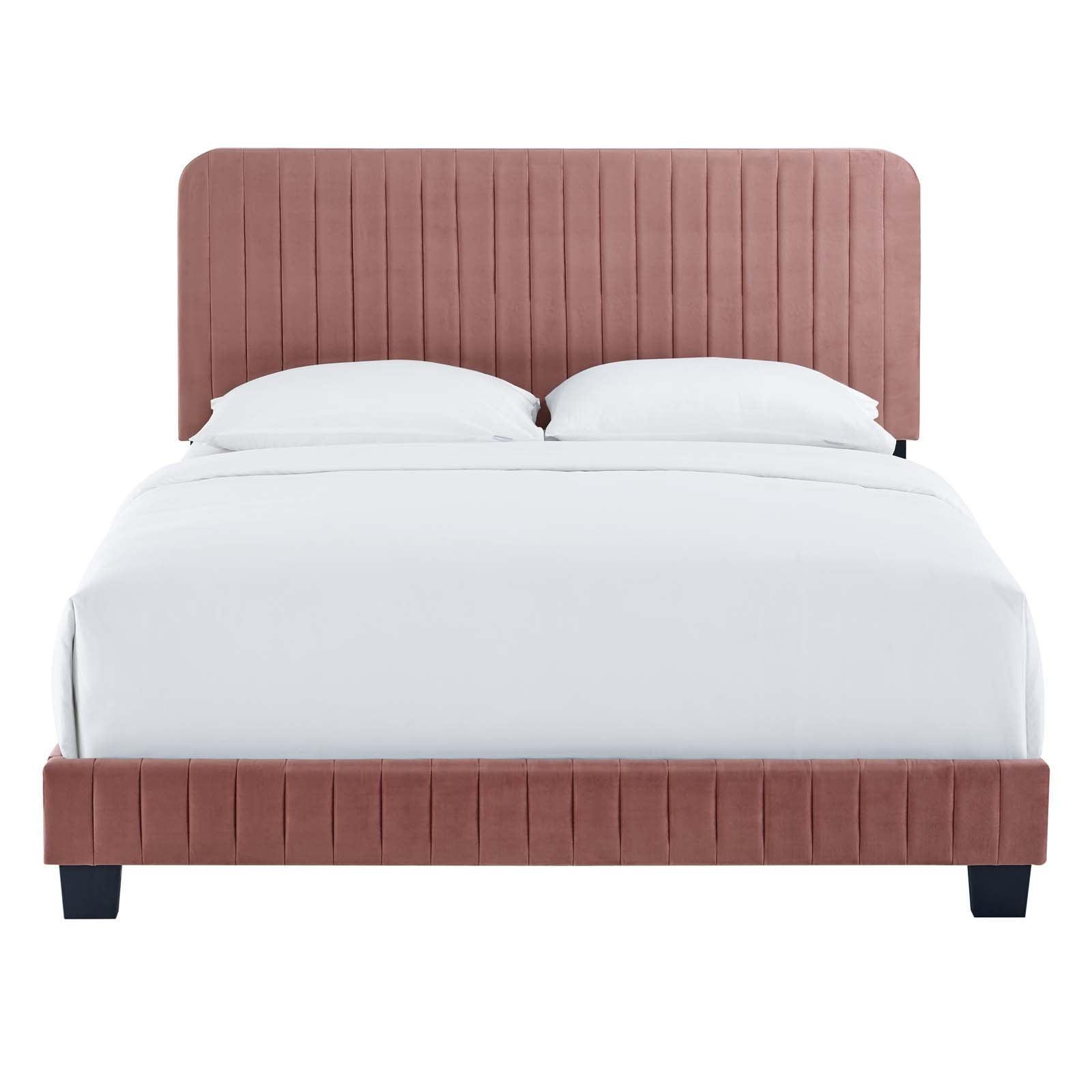 Modway Celine Channel Tufted Performance Velvet Queen Platform Bed FredCo