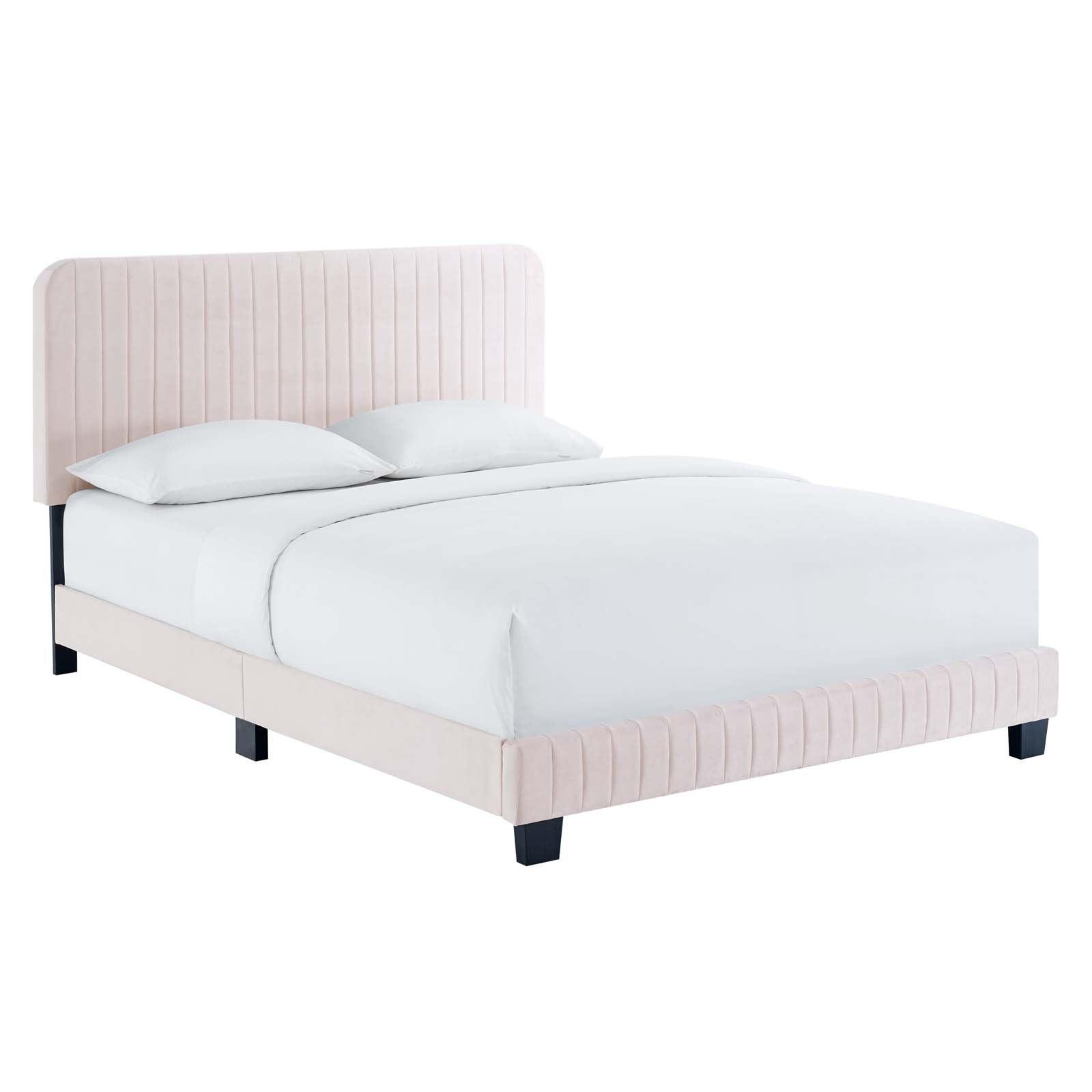Modway Celine Channel Tufted Performance Velvet Queen Platform Bed FredCo