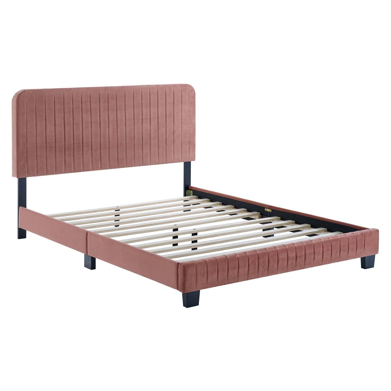 Modway Celine Channel Tufted Performance Velvet Twin Platform Bed FredCo
