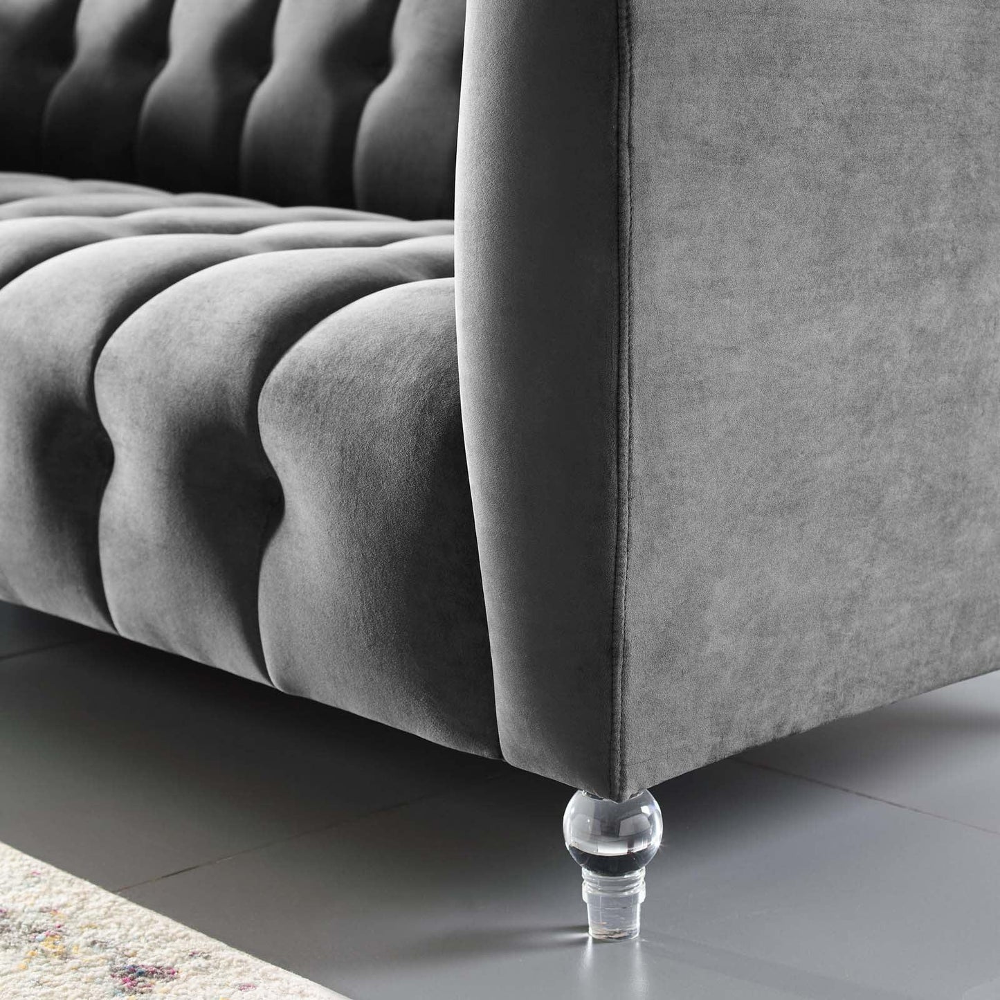 Modway Channel Tufted Button Performance Velvet Sofa FredCo