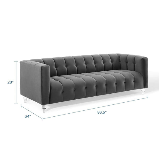 Modway Channel Tufted Button Performance Velvet Sofa FredCo