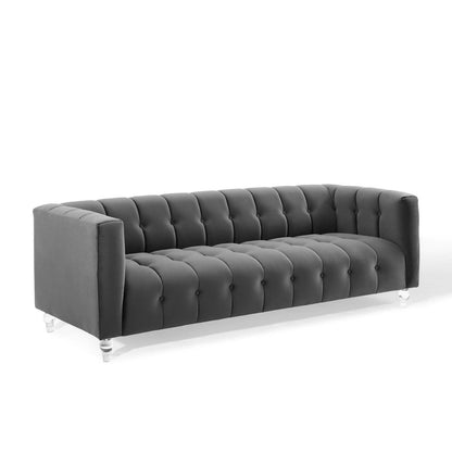 Modway Channel Tufted Button Performance Velvet Sofa FredCo