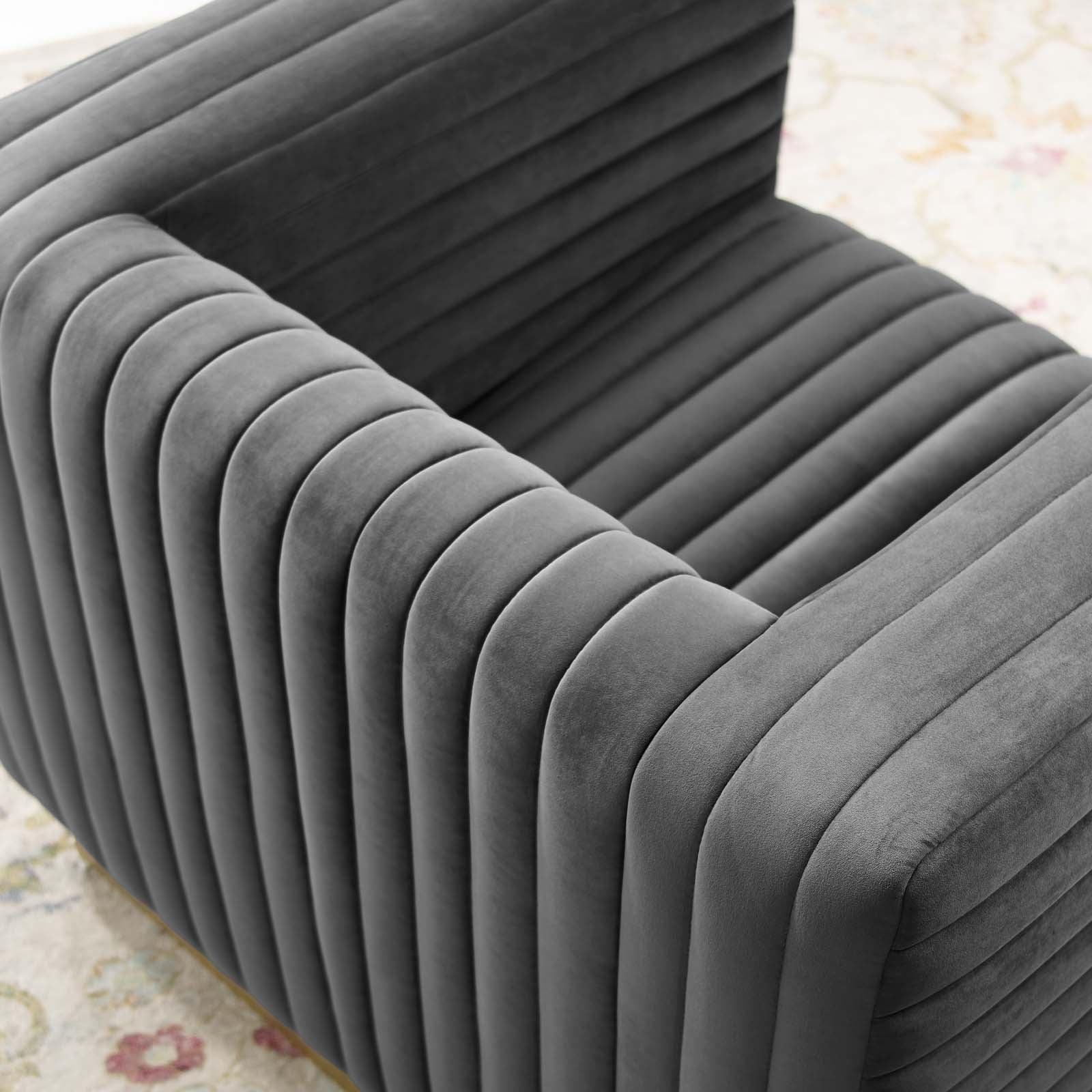 Modway Charisma Channel Tufted Performance Velvet Accent Armchair FredCo