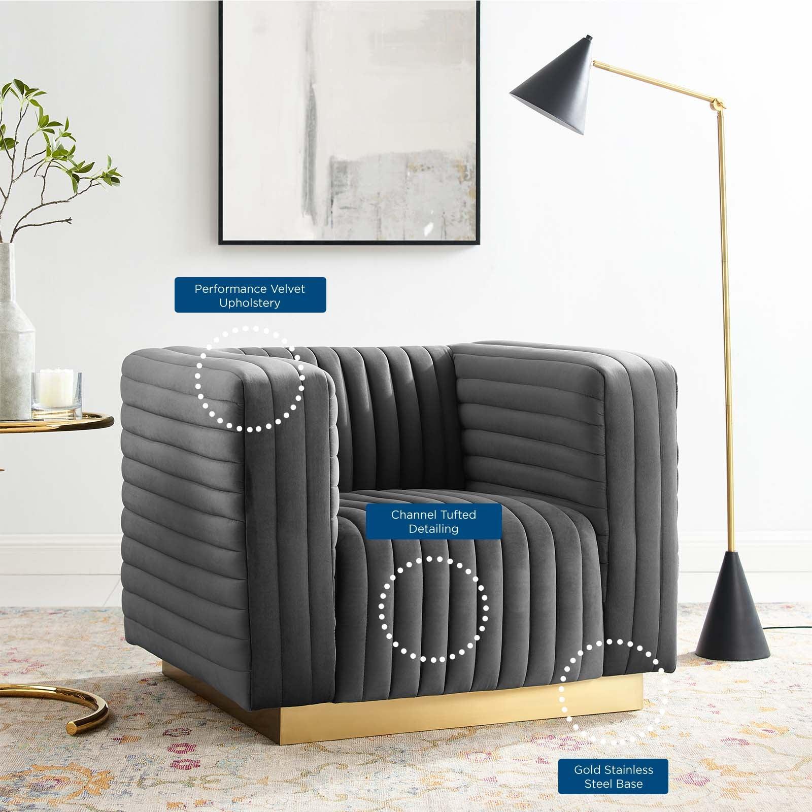Modway Charisma Channel Tufted Performance Velvet Accent Armchair FredCo