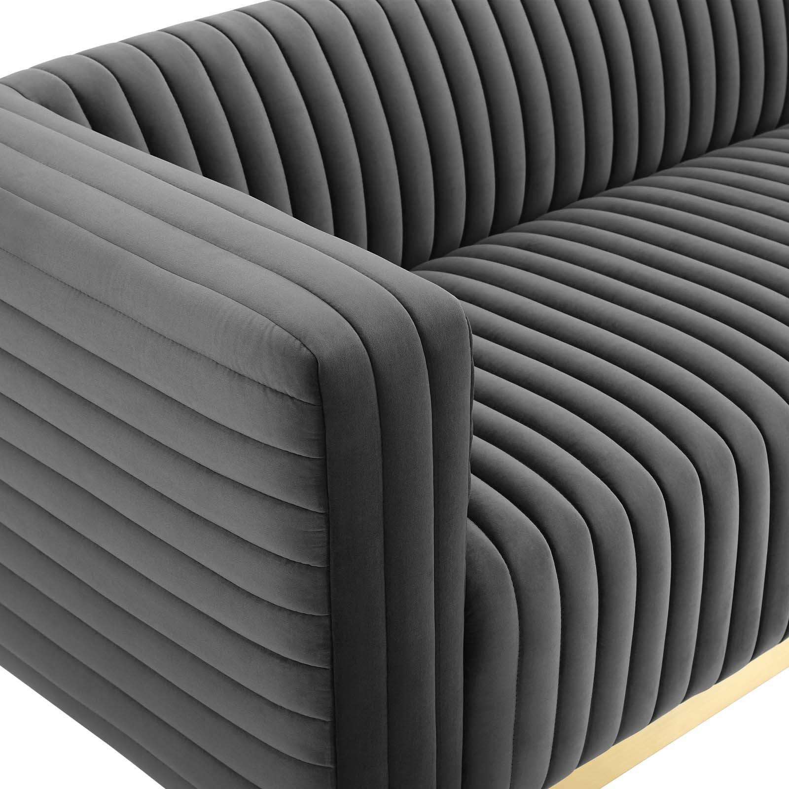 Modway Charisma Channel Tufted Performance Velvet Living Room Sofa FredCo