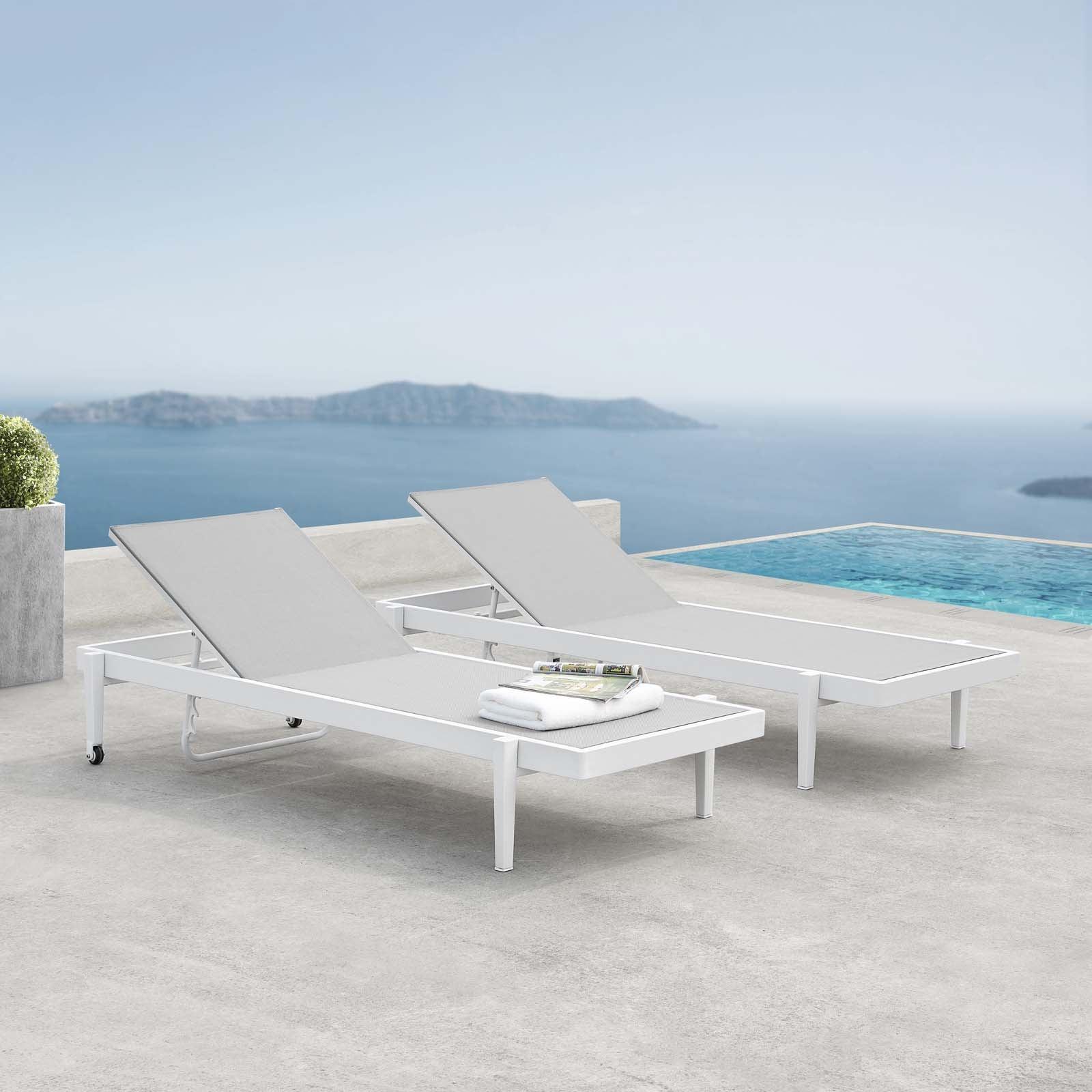 Modway Charleston Outdoor Patio Aluminum Chaise Lounge Chair Set of 2 FredCo