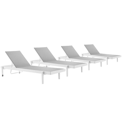 Modway Charleston Outdoor Patio Aluminum Chaise Lounge Chair Set of 4 FredCo