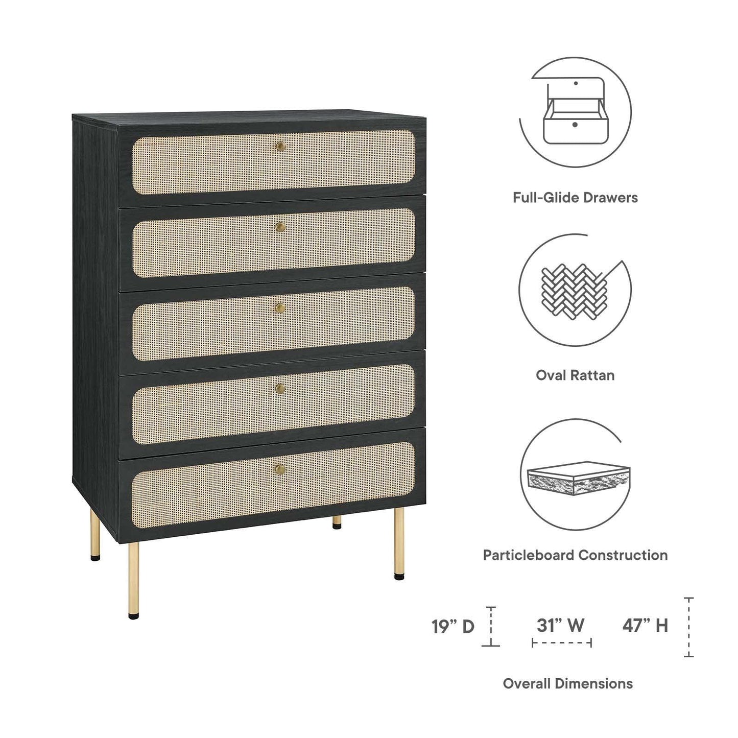 Modway Chaucer 5-Drawer Chest FredCo
