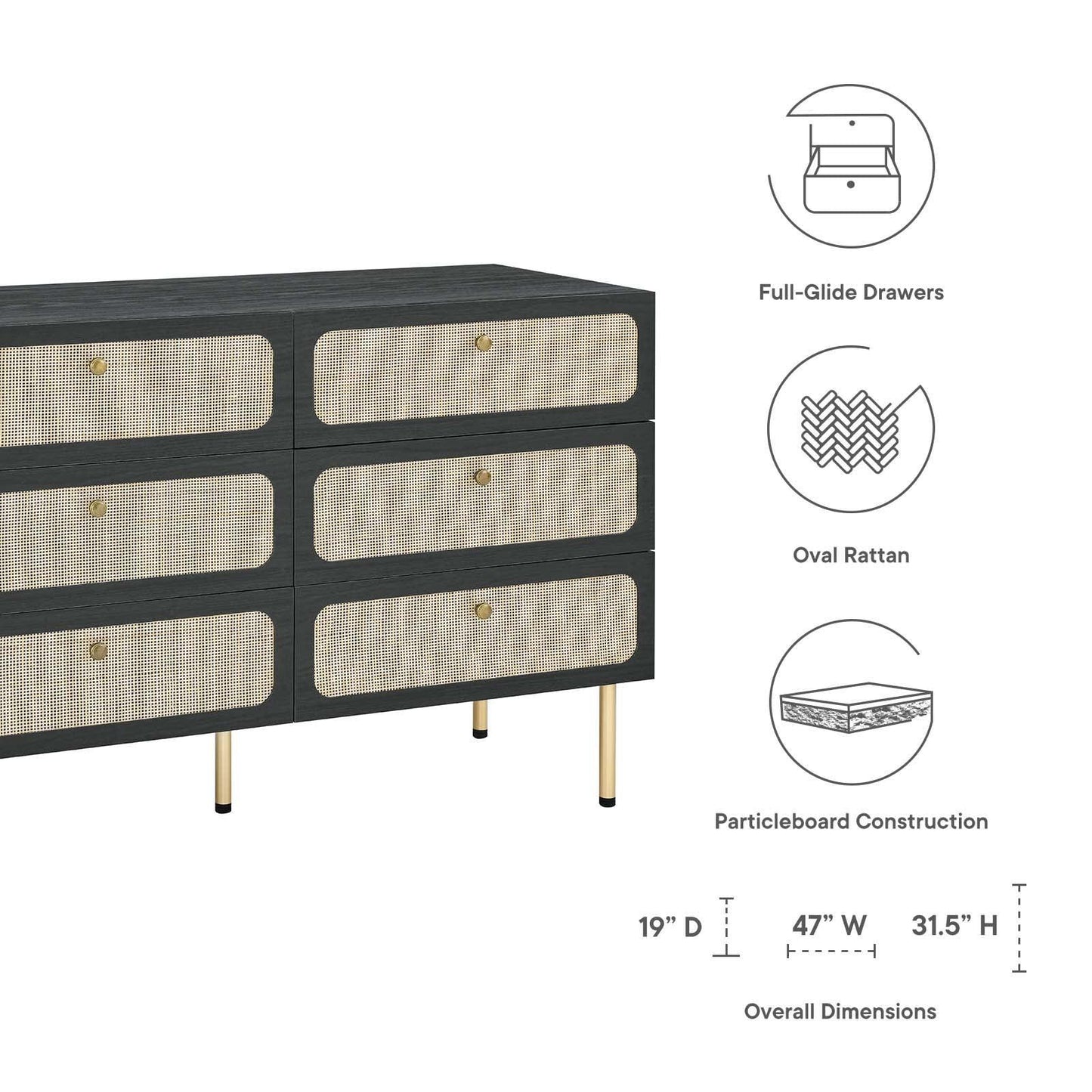 Modway Chaucer 6-Drawer Compact Dresser FredCo