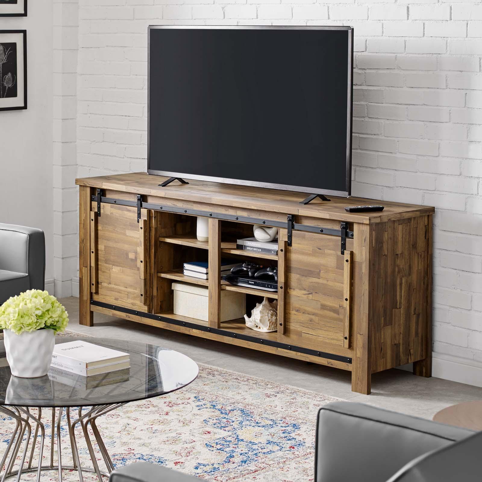 Modway Cheshire 71" Rustic Sliding Door TV Stand FredCo