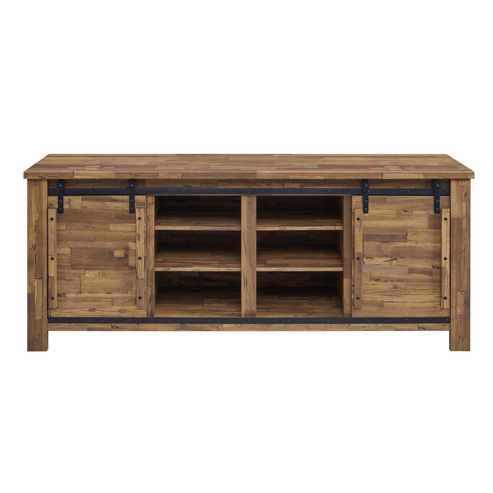 Modway Cheshire 71" Rustic Sliding Door TV Stand FredCo