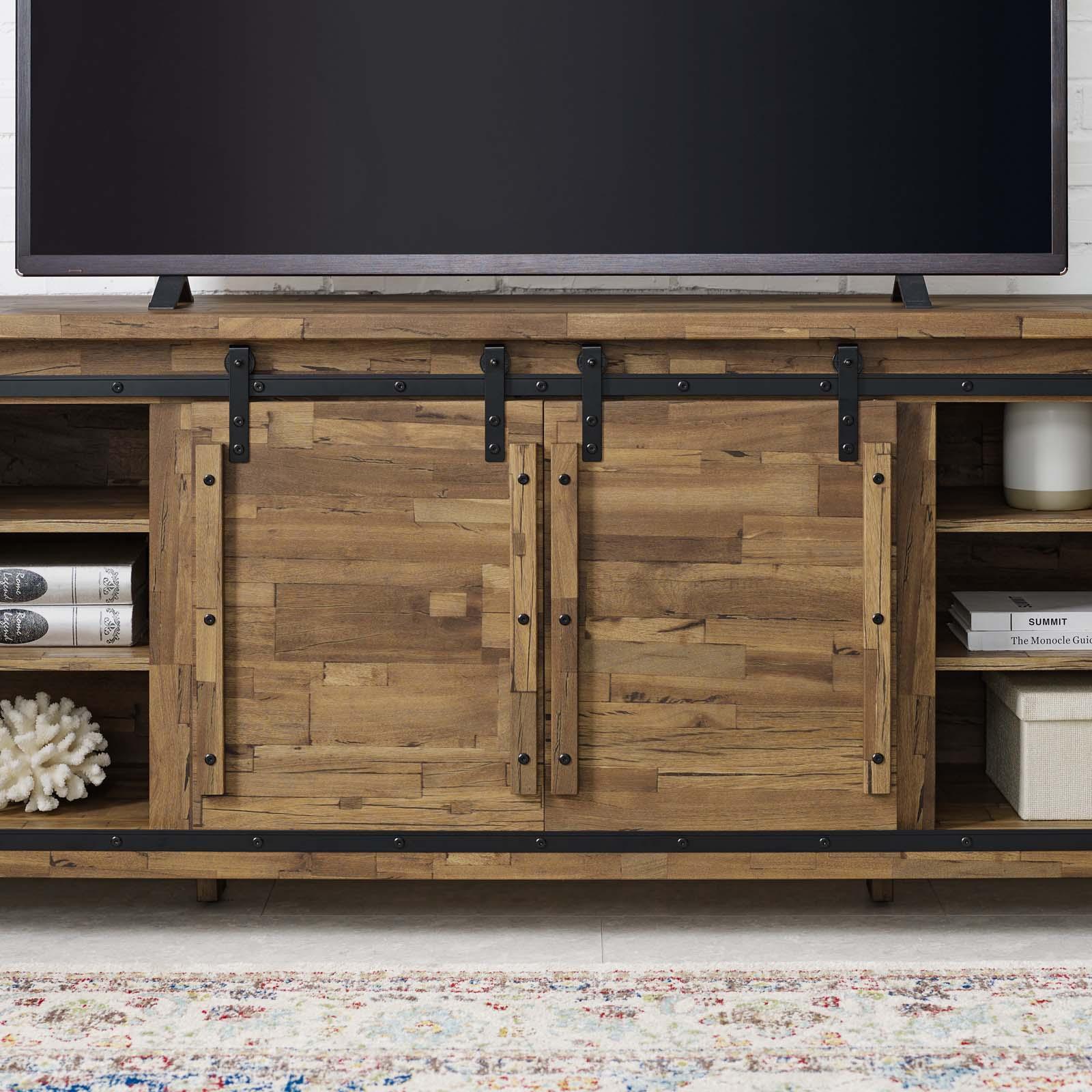Modway Cheshire 71" Rustic Sliding Door TV Stand FredCo