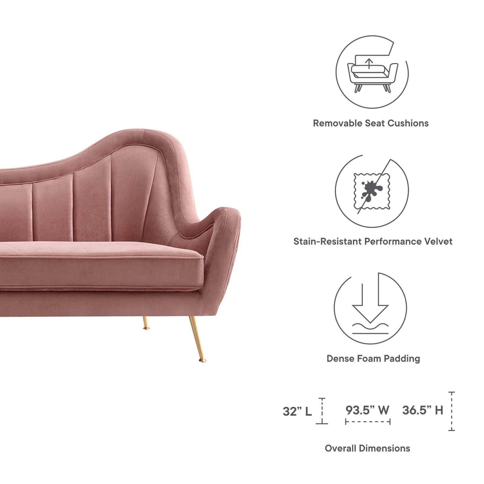 Modway Cheshire Channel Tufted Performance Velvet Sofa FredCo
