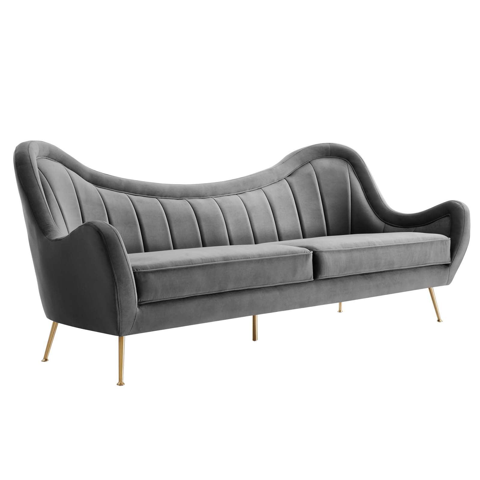Modway Cheshire Channel Tufted Performance Velvet Sofa FredCo