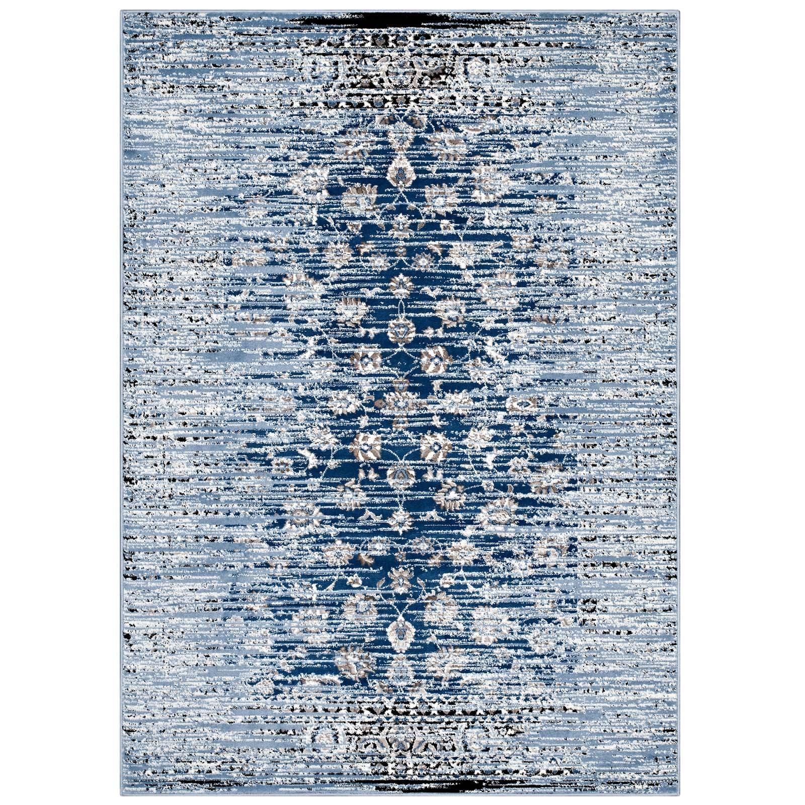 Modway Chiara Distressed Floral Lattice Contemporary Area Rug FredCo
