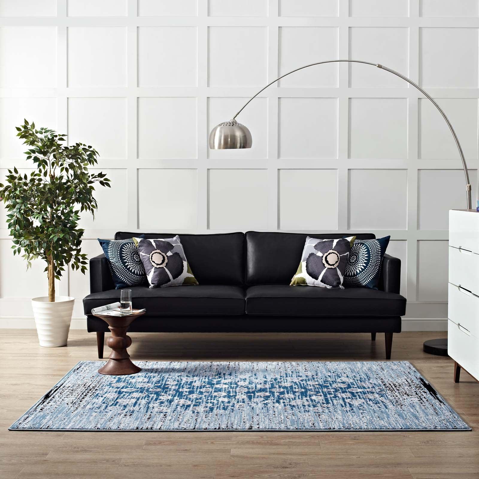 Modway Chiara Distressed Floral Lattice Contemporary Area Rug FredCo
